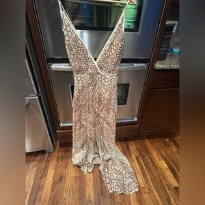 NWT Women’s V-Neck Sequin Evening Dress in Rose Gold S